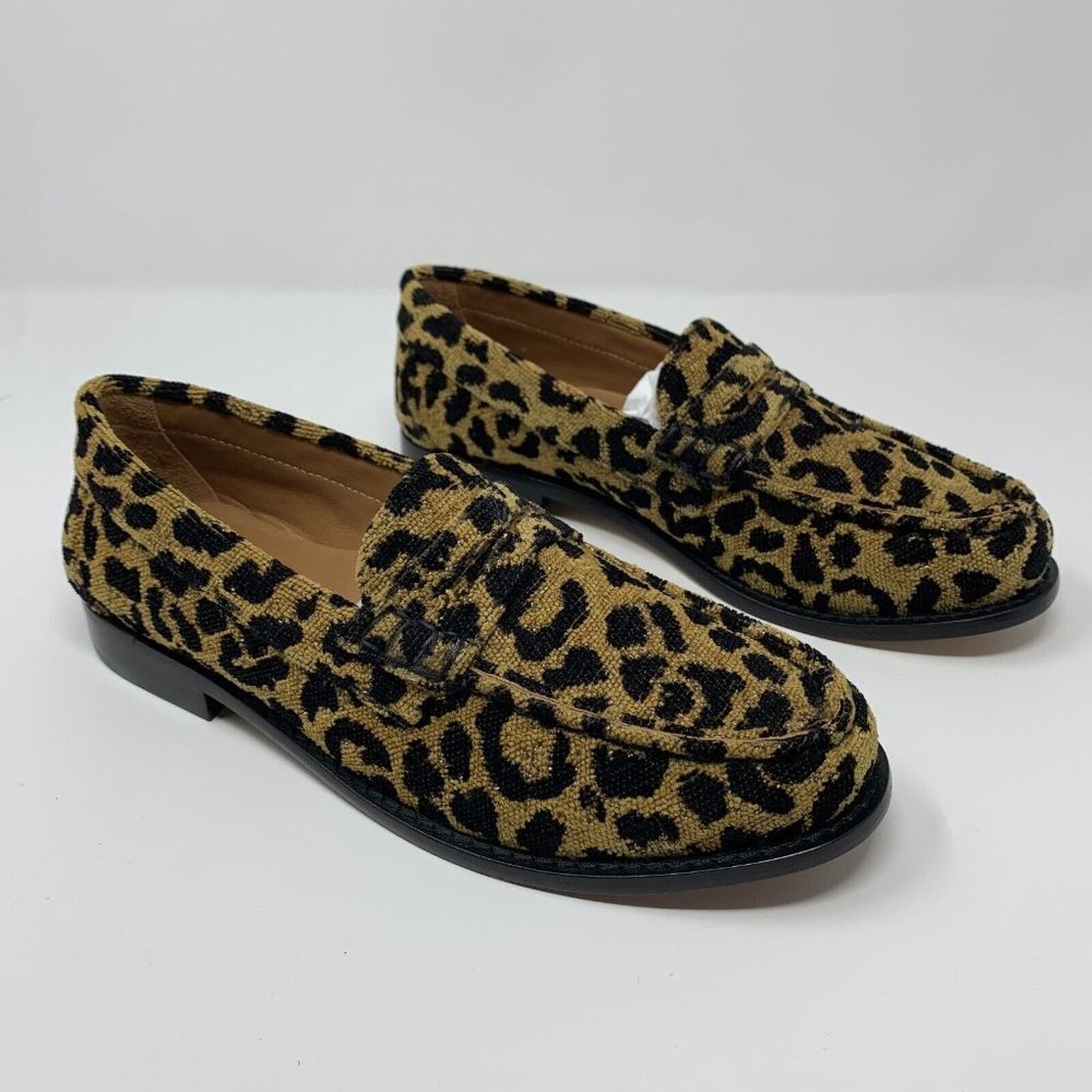 Re/Done 264-17W9LFR 90s Loafers Shoes Women's 37 Leopard Tapestry Slip-on S0428